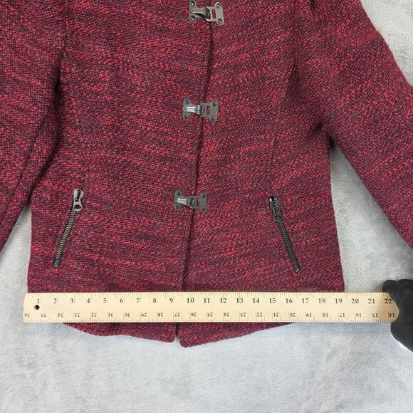 Cop Copine Jacket Womens Size 40 Red Wool Blend Rosaura Toggle Zip Pockets - Picture 7 of 13
